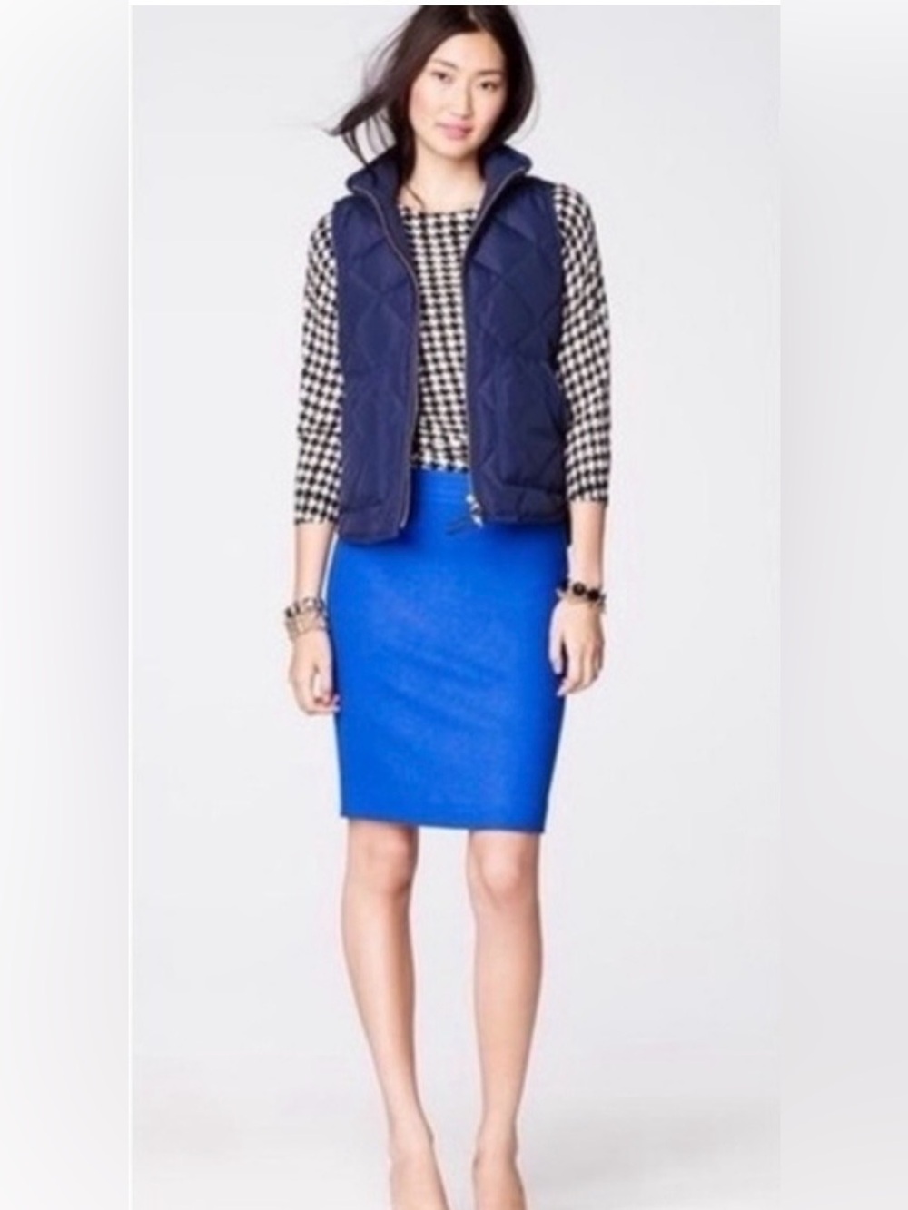J. Crew NWT Classic Blue 100% Wool Pencil Skirt - Women's Workwear, Career Sz 10